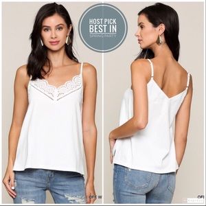 Eyelet Lace Adjustable Tank Top